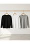 Girls Boys 3-Piece Long Sleeve Crew Neck Badi T-Shirt Black Gray White
