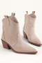 Women's Pointed Toe Short Beige Cowboy Embroidered Western Boots