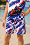 Boys' 3 Piece Swimsuit Set with Racing Car Pattern T-Shirt Shorts and Cap - 3