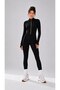 Black Fleece Fitted Jumpsuit with Gold Zipper