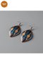 Copper Navy Blue Orange Kilim Patterned Dangle Earrings