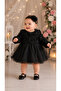 Girls' Dress with Rose Pattern, Snap Button Bow, Chic Special Occasion Dress, for Ages 0-5, 100% Single Jersey Cotton - 5