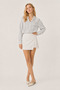 White Black Striped Viscose Women's Shirt with Pockets Loose Cut Long Sleeve Patterned Shirt - 3