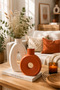 Brick Color and Beige 2-Piece Decorative Stone Vase Set - 2
