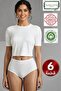 Women's 6-Pack White Heart High-Waisted 100% Cotton Brief Set - 2
