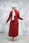 Bead Detailed Cherry Hijab Skirt Double Suit 60062Vsn - 4