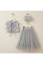 Baby Girl Sequin Embroidered Party Prom Wedding Special Occasion Two-Piece Set Tutu Tulle Dress with Bag - 2