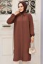 Buttoned Brown Hijab Dress 41401Kh - 3