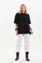 Hazego Unisex Crew Neck 20/1 Plain Oversize T-Shirt - Black - 2