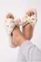 Women's Fluffy Plush Slippers with Bow, Gold Sequins, Open Toe, Soft Sole, Dowry House Slippers - 5