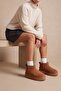 Women's Thick Sole Fur Lined Ankle Boots Tefis Light Brown Suede