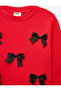Bow-Tie Long Sleeve Crew Neck Cotton Ribbed Sweatshirt - 7