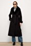 Jacket Collar and Sleeves Detachable Fur Long Coat Black 3088 - 3