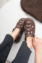 Miraa Design Fur Embroidered Slippers with Velcro Detail - 4