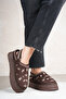 Miraa Design Fur Embroidered Slippers with Velcro Detail - 2