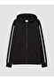 Black Hooded Girl's Zippered Sweatshirt - 2