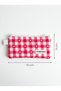 Red Heart Gingham Patterned Zippered Pen Holder Glasses Case - 8