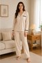 Women's Pointel Textured Buttoned Long Sleeve Pajama Set - 2