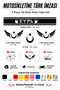 Motorcycle Fender Sticker Set – Turkish Written Stripe, Winged Moon Star and Moon Star Cut Foil 4 Pieces - 2