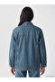 Lcw Everyday Blue Shirt Collar Oversize Women's Jean Jacket - 4