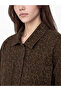Brown Shirt Collar Leopard Patterned Women's Jean Jacket - 3