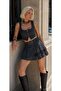 Signature Anthracite Graffiti - Skirt with Chain Belt Detail - 3