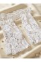 White Lace Ruffled Fingerless Bridal Gloves- Wedding, Engagement, Marriage, Costume Party Accessory - 8