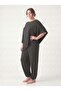 Women's Plus Size Two-Piece Set Lyocell Bat Sleeve Balloon Leg Pants Anthracite - 5