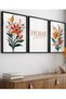 Natural Wood Framed 3-Piece Floral Home Sweet Home Painting Set Decorative Wall Decor for Living Room Living Bedroom Kitchen - 2