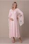 Women's Powder Flounce Sleeve Lace Detailed Long Sleeve Nursing Detailed Maternity Nightgown Set with Dressing Gown - 4
