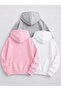 White Pink Gray 3-Pack Oversized Women's Hooded Sweatshirt - 2