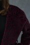 Burgundy Leopard Detailed Leather Belted Coat - 2