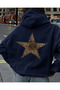 Leopard Star Back Printed Oversized Women's Hooded Sweatshirt