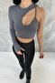 Gray Asymmetrical Crop - 4
