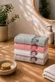 Hand and Face Towels Set of 4 Boxed Alvena Gray Pink White Mint - 2