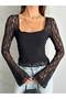 Lace Detailed Square Neck Spanish Sleeve Blouse
