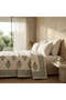 Cream & Dusty Blue Floral Jaipur Indian Hand Block Print Quilted Comforter - 4