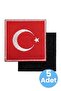 Turkish Flag Embroidery Emblem Square Velcro 9X9 cm 5 Pieces - 5