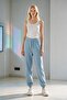 Women's Blue Modal Fabric Elastic Cuffed Silky Textured Sweatpants - 2