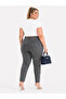 Plus Size Washed Denim Lace Appliqué Pearl Stone Detailed Women's Trousers - 7