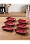 6 Pieces Red Kayık Unbreakable Melamine Kayık Plate Appetizer Plate Olive Dish (19 X 11 cm) - 3