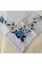 Patterned Stitched Unlined Writing Tulle Yemeni Foulard Scarf 100X100 Cm, Middle Part Empty - 2