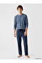 Esvab • Modern & Distinctive Henley Roba Collar Long Sleeve Men's Pajama Top - 2