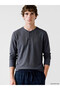 Esvab • Modern & Distinctive Henley Roba Collar Long Sleeve Men's Pajama Top - 2