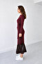 Women's Side Tie Black Modal Long Sleeve Dress. - 2