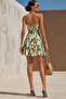 Women's crepe fabric v-neck mini slip dress - 2