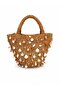 Women's Shell Detailed Hand-Knitted Straw Bag - Mini Basket Summer Shoulder and Hand Bag
