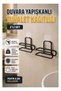Black Metal Adhesive Toilet Paper Holder 2-Roll Holder