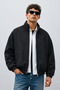 New Now Men's Bsk Model Oversize Stand Collar Zippered Bomber Jacket