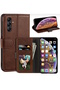 Samsung Galaxy A27 Compatible Case 360 Full Coverage Leather Textured Cover Wallet Stand with Business Card Holder and Clasp